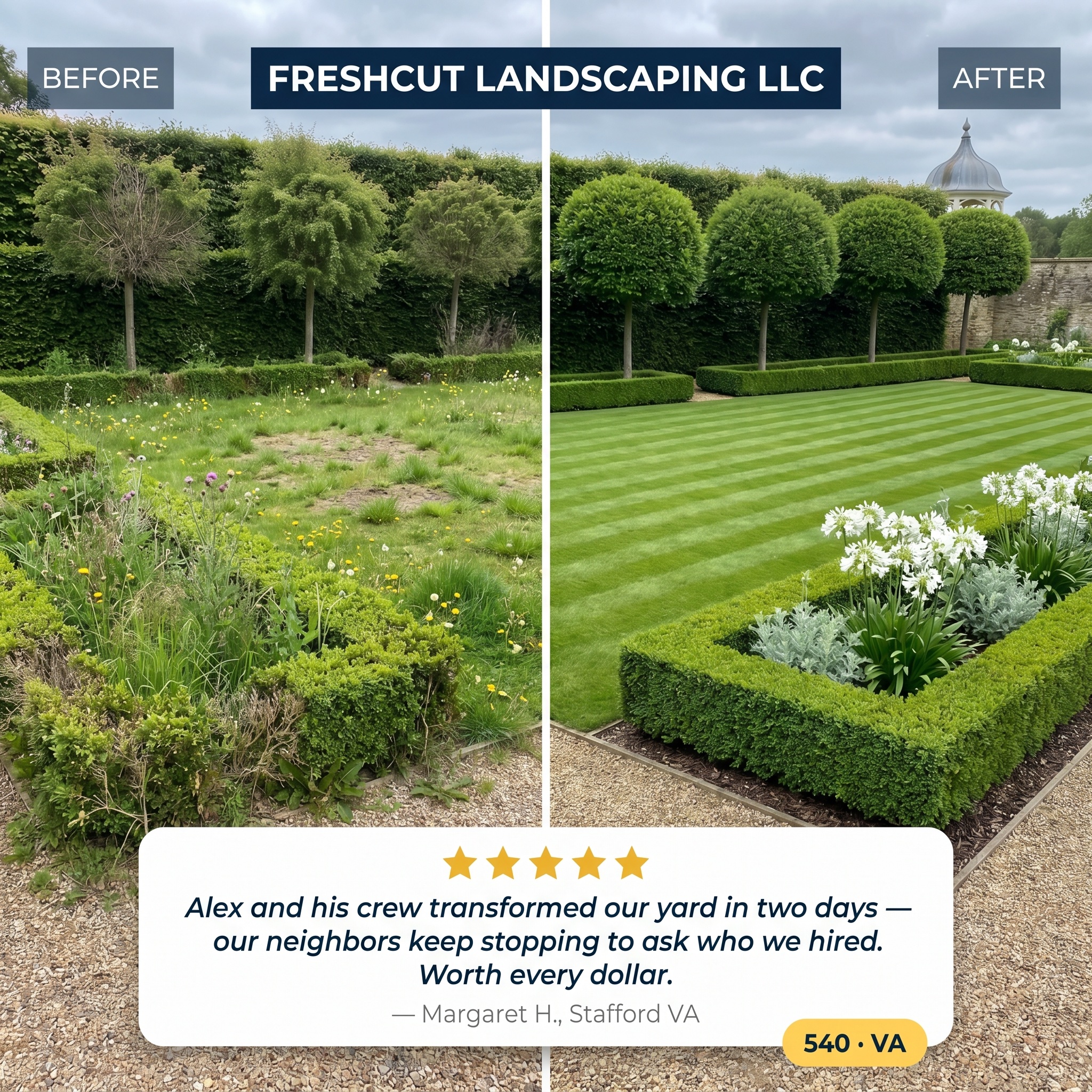 Before & After — Garden Transformation in Fredericksburg VA