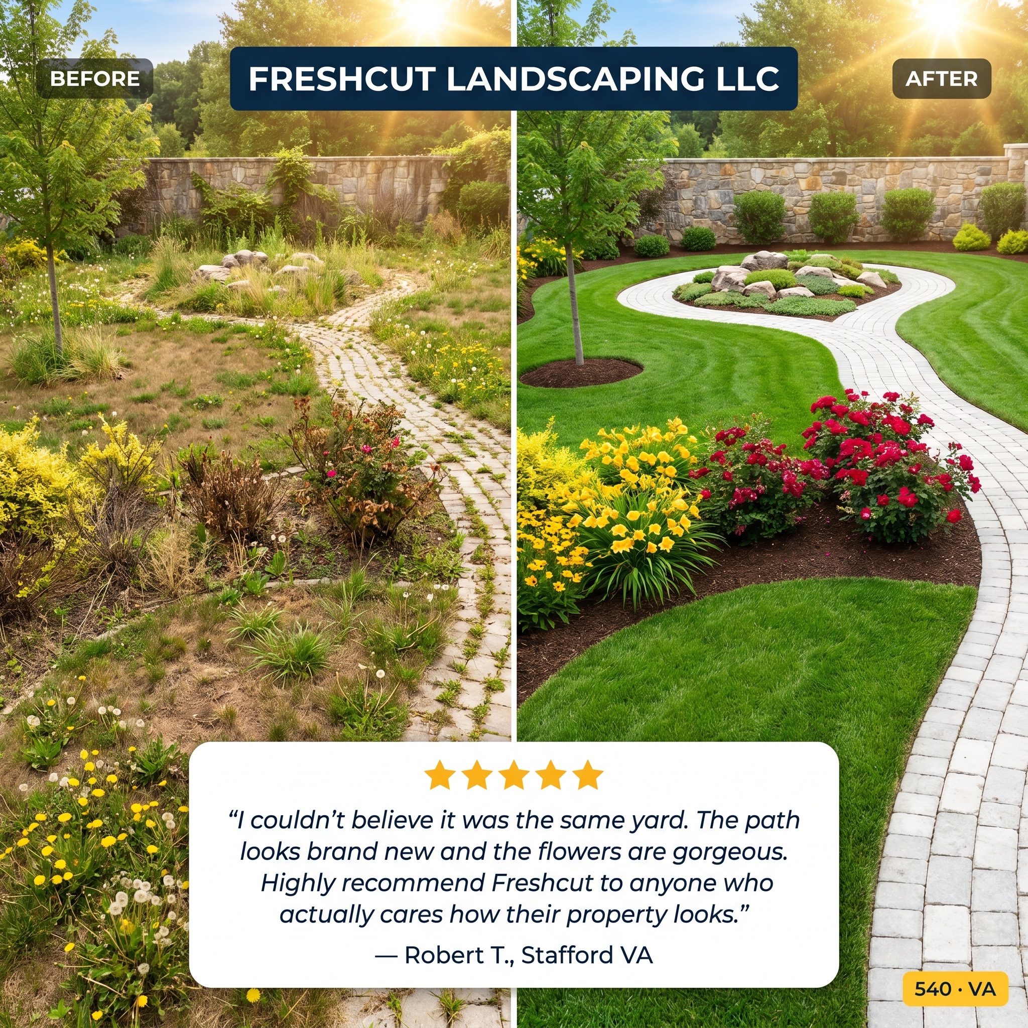 Before & After — Path & Flowers landscaping Stafford VA